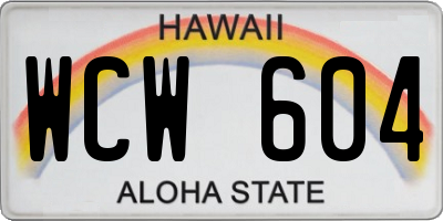 HI license plate WCW604