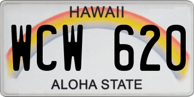 HI license plate WCW620