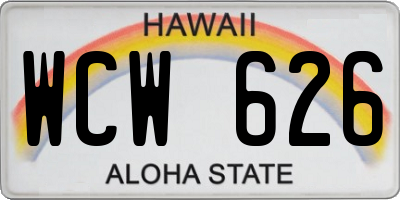 HI license plate WCW626