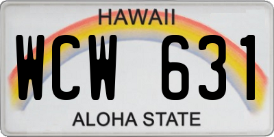 HI license plate WCW631