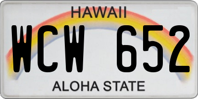 HI license plate WCW652