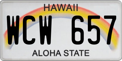 HI license plate WCW657