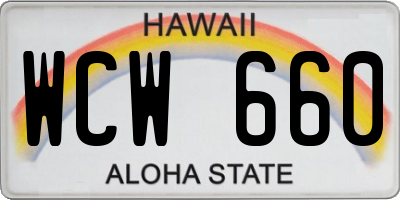 HI license plate WCW660