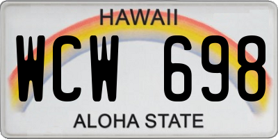 HI license plate WCW698