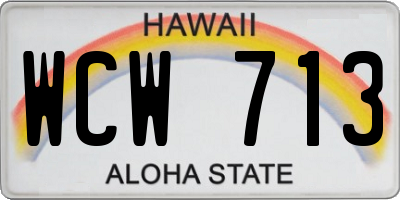 HI license plate WCW713
