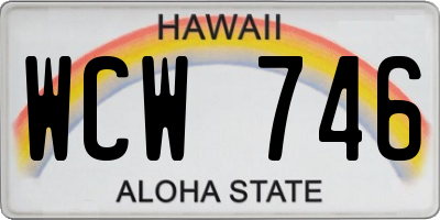 HI license plate WCW746