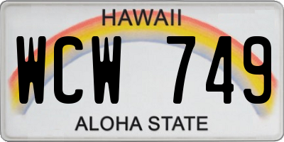 HI license plate WCW749