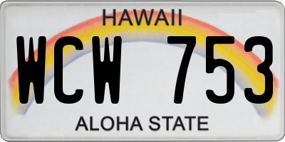 HI license plate WCW753