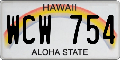 HI license plate WCW754