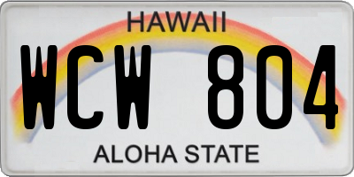 HI license plate WCW804