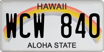 HI license plate WCW840