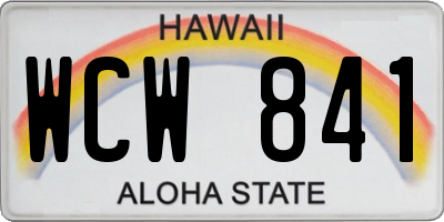 HI license plate WCW841