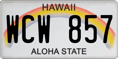 HI license plate WCW857