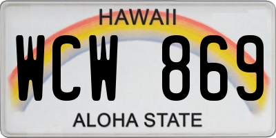HI license plate WCW869