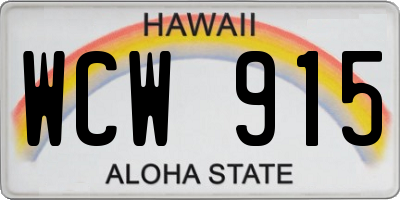 HI license plate WCW915