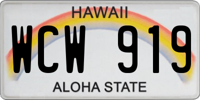 HI license plate WCW919