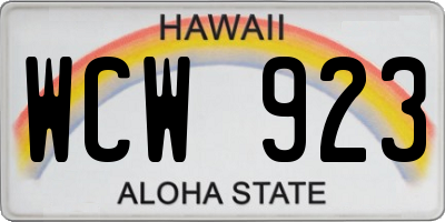HI license plate WCW923