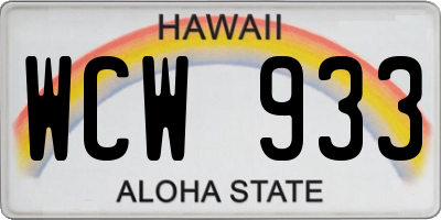 HI license plate WCW933
