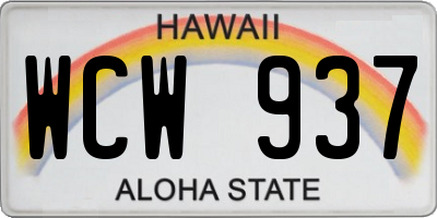 HI license plate WCW937