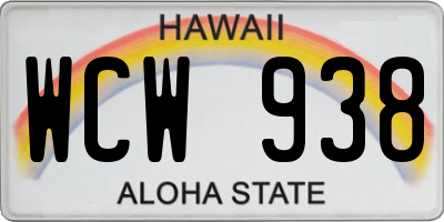 HI license plate WCW938