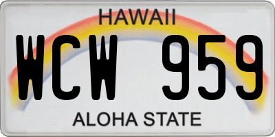 HI license plate WCW959