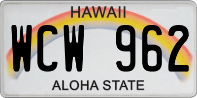HI license plate WCW962