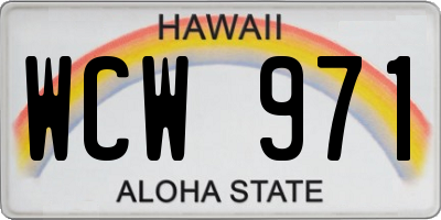 HI license plate WCW971