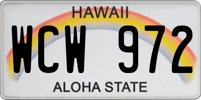 HI license plate WCW972