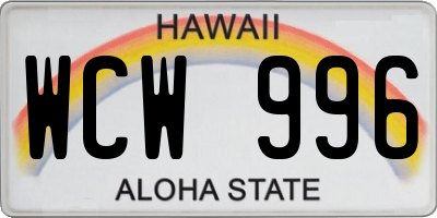 HI license plate WCW996
