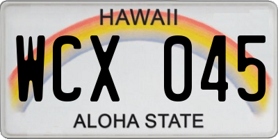 HI license plate WCX045