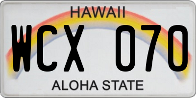 HI license plate WCX070