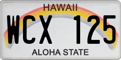 HI license plate WCX125