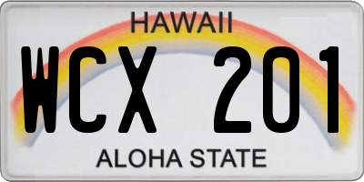 HI license plate WCX201