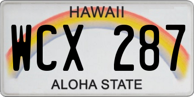 HI license plate WCX287