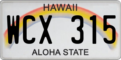 HI license plate WCX315