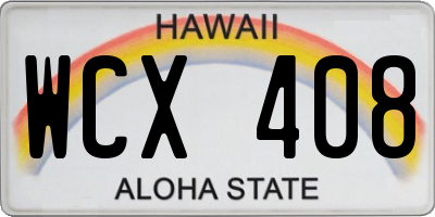 HI license plate WCX408