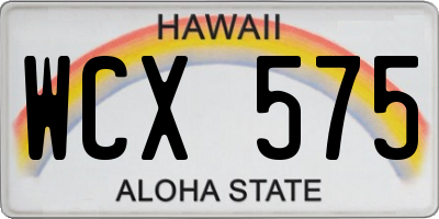 HI license plate WCX575