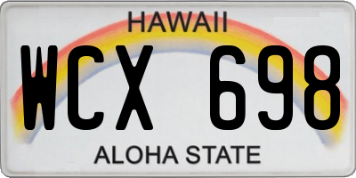 HI license plate WCX698