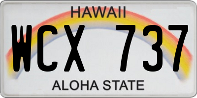 HI license plate WCX737