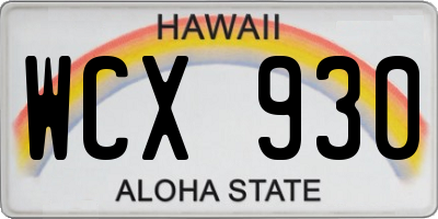 HI license plate WCX930