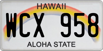 HI license plate WCX958