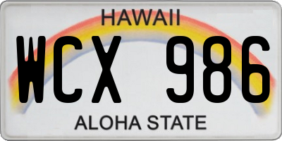 HI license plate WCX986