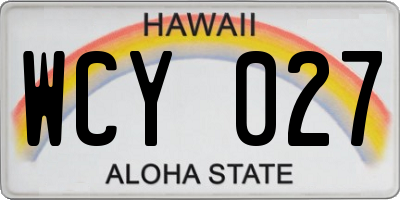 HI license plate WCY027
