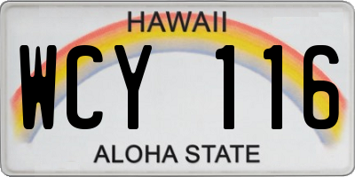 HI license plate WCY116