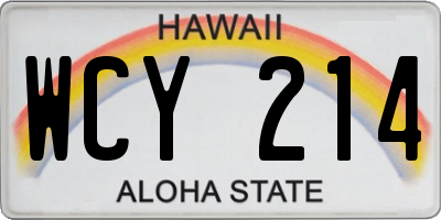 HI license plate WCY214