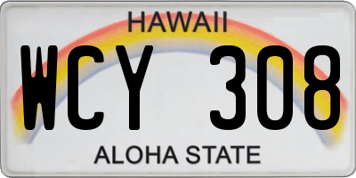 HI license plate WCY308