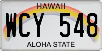 HI license plate WCY548