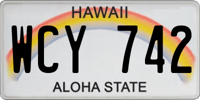 HI license plate WCY742