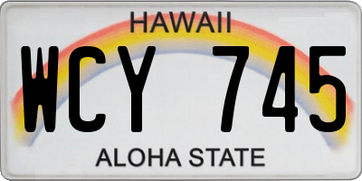 HI license plate WCY745