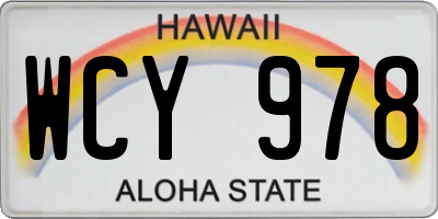 HI license plate WCY978